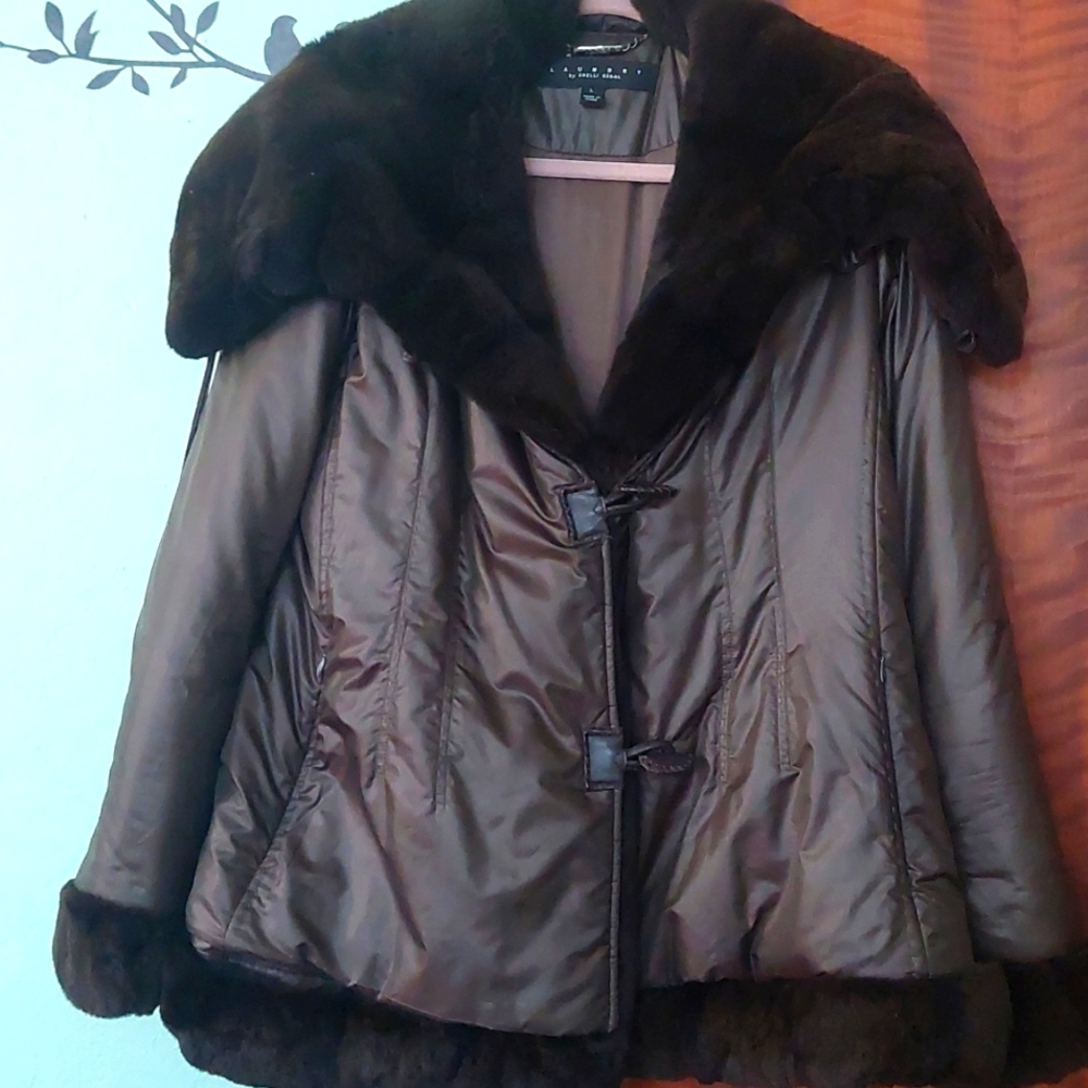 Laundry by Shelli Segal, natural rabbit fur coat